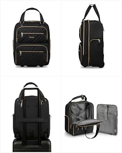 LUGGEX Underseat Carry On Luggage with Wheels, UDK Stylish Lightweight Under Seat Luggage, Soft Sided Personal Item Suitcase for Short Trip (UX-Core, Black, 16 Inch) 9