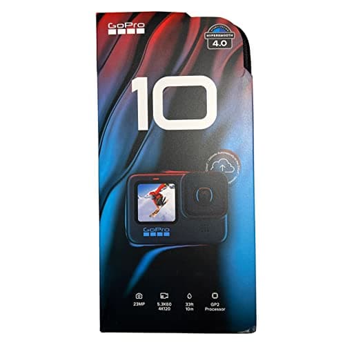 GoPro HERO10 Black - Waterproof Action Camera with Front LCD and Touch Rear Screens, 5.3K60 Ultra HD Video, 23MP Photos, 1080p Live Streaming, Webcam, Stabilization