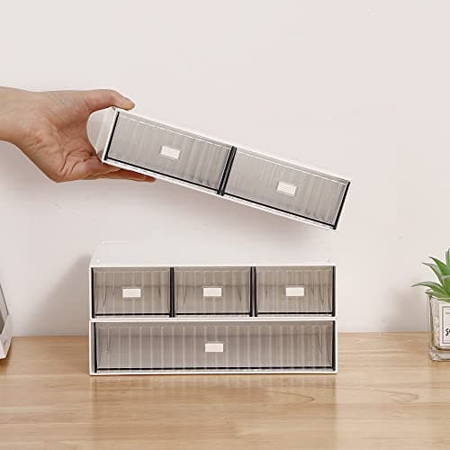 Ykpoqir Desk Organizer Stackable Storage with 6 Drawers Stackable Drawers for Desk Storage, Makeup Storage Accessories, Desktop Accessories with Drawers, White 5