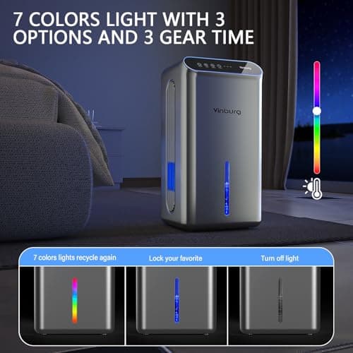 85 OZ Home Dehumidifier, 800 sq ft Dehumidifier for Basement with Drain Hose, Auto Shut-Off, Sleep Mode, 3 Gear Timer, Reusable Filter, Quiet Small Dehumidifiers for Bedrooms, Bathrooms, RV, Closet2 6