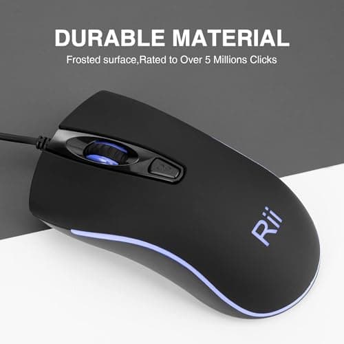 Rii RM105 Wired Mouse,Computer Mouse with Colorful RGB Backlight,Comfortable Grip Ergonomic Optical,USB Wired Mice Support Windows PC, Laptop,Desktop,Notebook,Chromebook 6