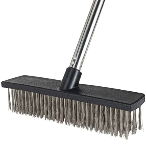 Xifando Heavy-Duty Push Broom Brush - Perfect for Bathroom, Kitchen, Patio, Garage, Deck, Concrete, Wood, Stone, and Tile Floors (14.5" Stainless Steel Bristle-Black)