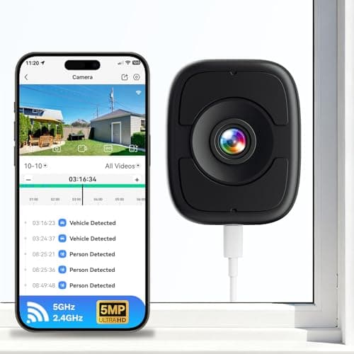 5MP 3K Window Cameras for Home Security, 2.4G 5G WiFi Safeview Window Security Camera with Night Vision Full Color, AI Person & Car Detection, 2 Way Talk, 24/7 Recording, 60S Easy & Quick Install