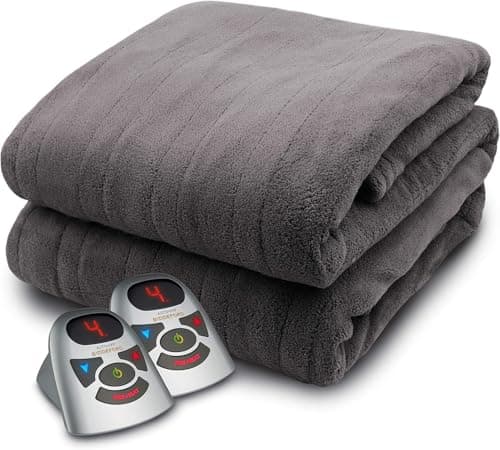 Biddeford Blankets Micro Plush Electric Heated Blanket with Digital Controller, Queen, Taupe