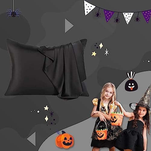 Mulberry Silk Pillowcase for Hair and Skin,Cooling Silk Pillow Case with Hidden Zipper,Allergen Proof Dual Sides Soft Breathable Smooth Silk Pillow Cover for Women (Black, Body) 6