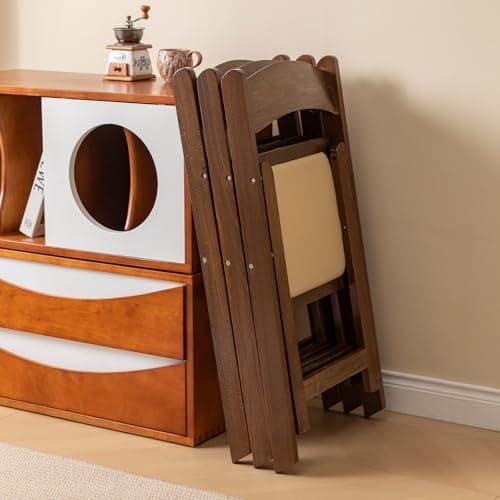 GTNSAFP Wooden Folding Chair with Soft Cushion, Simple and Stylish, Comfortable and Durable, Suitable for Weddings, banquets and Events, no Assembly Required, Classic-Fruitwood, Set of 4 5