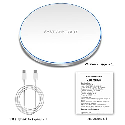 Wireless Charger 20W Max Fast Wireless Charging Pad Compatible with iPhone 11 12 13 14 15 16 17 Pro/Pro Max, iPhone Xs/XS Max/XR/8 Plus,Air Pods Pro/3/4, for Samsung Galaxy/Note,Galaxy Buds (White) 8