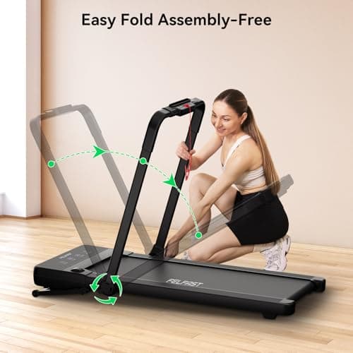 FelFast Walking Pad Treadmill with 15% 9° 8 Level Auto Incline, 2-in-1 Under Desk Foldable w/Remote Control, 12 HIIT Mode, 265 Lbs Max, 7.6 MPH Max, Portable Mini Treadmill for Office Home 7