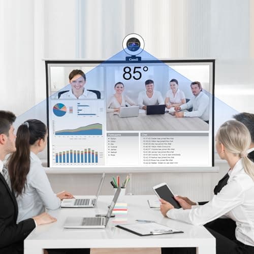 Camii 4K Webcam with Light, HD Webcam for PC with Remote Control, Built-in Privacy Cover, Adjustable Brightness, Noise Reduction Mics, for Zoom Skype Teams Laptop and Google Meet 5