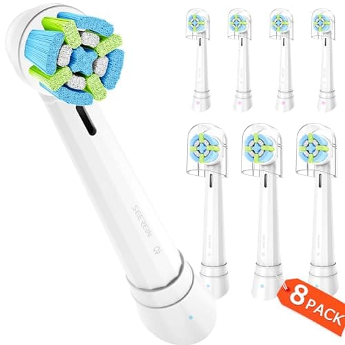 SEEREIN Replacement Toothbrush Heads Compatible with Oral-B iO Electric Toothbrushes, Fit Oral B iO Replacement Heads White, 8 Pack