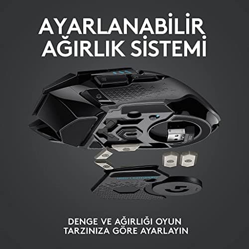 Logitech G502 Lightspeed Wireless Gaming Mouse, Hero 16K Sensor, 16,000 DPI, RGB, Adjustable Weights, 11 Programmable Buttons, Long Battery Life, On-Board Memory, PC/Mac - Black 6