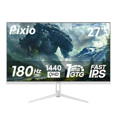 Pixio PX278 Wave White 27 inch 180Hz Refresh Rate Quad HD 1440p Resolution AMD FreeSync Fast IPS Panel 1ms GTG Response Time Built-in Speakers Gaming Monitor