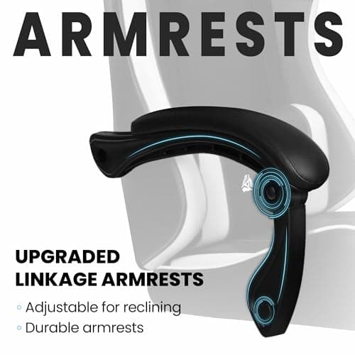 N-GEN GAMING Video Gaming Chair with Footrest Lumbar Support for Home Office High Back Recliner Height Adjustable Ergonomic Comfy Leather Computer Desk Chair (White) 6