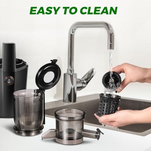 Cold Press Juicer Machines With 4.2" Wide Feed Chute, 250W Slow Masticating Juicer Fit Whole Vegetables and Fruits,Juice Extractor Machine With High Juice Yield, Easy to Clean(black) 6