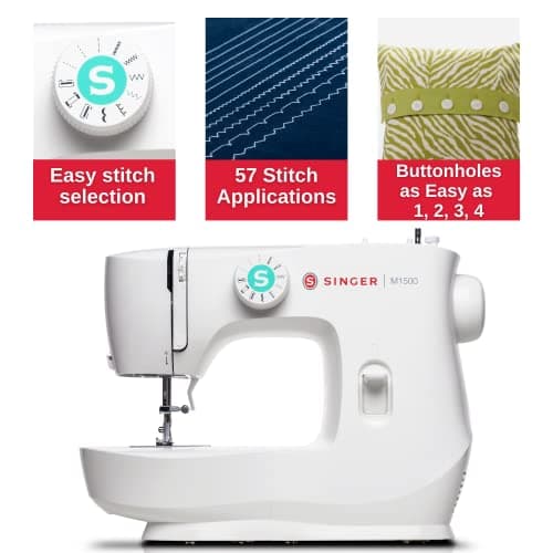 SINGER M1500 Lightweight & Portable Sewing Machine with Accessory Kit | 57 Stitch Applications, LED Light & 4-step Buttonhole | Great for Quilting, Crafts & Mending 5