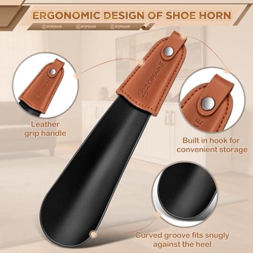 ZOMAKE Metal Shoe Horn,Small Travel Shoehorn for Men Women Kids,6.7'' Portable Shoe Spoon Helper 5