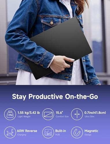 JSAUX FlipGo Lite 15.6" Portable Dual Stacked Monitor, 1080P FHD IPS Laptop Screen Extender One Cable for Triple Monitor Setup (For Windows&Linux) with Magnetic Design, Built-in Hub,No Driver Required 7