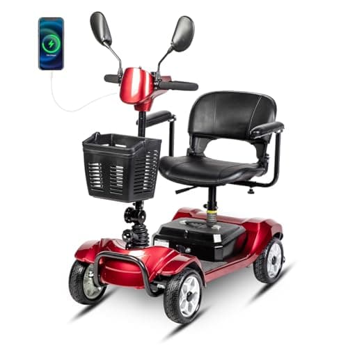 4 Wheel Mobility Scooter for Adults - 12V 12AH Battery Powered 12.4 Miles Range-330 lbs Weight Capacity Support Safety for Seniors-Rearview Mirrors Included