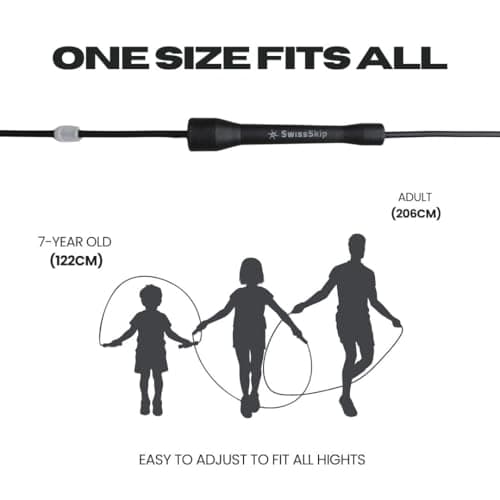 Swissskip Speed Jump Rope by Dayan Kolev, 5mm PVC Skipping Rope, for Beginners and Advanced Athletes, Ideal for Fitness, Cardio, Boxing & CrossFit, Adjustable length with Unbreakable Handles (Black) 5