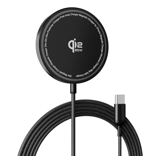 25W Magnetic Wireless Charging Pad: Qi2.2 Qi2 MagSafe Fast Charger for Google Pixel 10 iPhone 17 16 Pro Max 16e 15 14 13 12 AirPods & Samsung Galaxy Series Gift Ideal for Desk & Travel (Black, 1Pack)