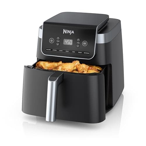 Ninja | Air Fryer Pro XL | 6.5QT Capacity fits up to 9lbs of Wings| 7-in-1 Max Crisp, Broil, Air Fry, Roast, Bake, Reheat & Dehydrate | Dishwasher Safe Parts | Space Saving | Grey | AF182AMZ