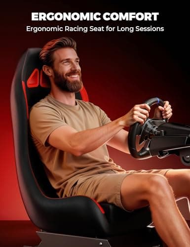 RACGTING Foldable Racing Simulator Cockpit with Leather Seat, Built for Stable Braking & Immersive Home Racing, Compatible with Logitech, Thrustmaster, Fanatec, MOZA 5