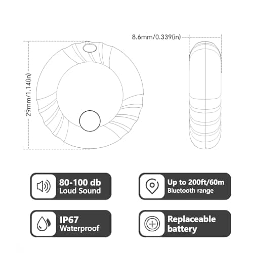Tracker Tag, Smart Tag Works with Find My App (iOS Only), Keys Finder and Item Locator for Luggage, Backpack, Suitcases and More, Replaceable Battery, IP67 Waterproof Tracking Tags-5 Pack 7