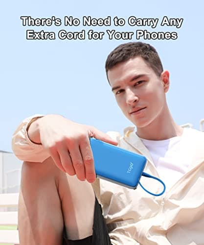 TG90° 10000mah Power Bank Portable Charger with Built-in Cables(No AC Plug), Portable Phone Charger Battery Backup Compatible with iPhone 17 16 15 14 13 12 and Android Phones 4