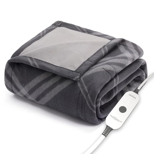 Sunbeam 50"x60" Electric Heated Throw Blanket, 4 Heat Settings, Auto Shut-Off, Machine Washable - Grey Galway Plaid