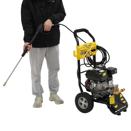 Gas Pressure Washer 2600PSI,2.4GPM Heavy Duty High Power Washer for Residential Use,7.5HP 3400RPM Engine with 26.25FT Outlet Hose,Manual Gasoline Multifunctional Cleaning Machine with 5 Nozzles