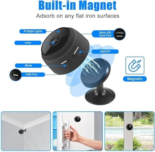 MDGLSYEE Wireless Security Camera Mini Camera Outdoor/Indoor with Audio, Home Surveillance Camera, 1080P IP HD Build-in Battery 250mah，Security Camera Battery Indoor（3-Pack） 8