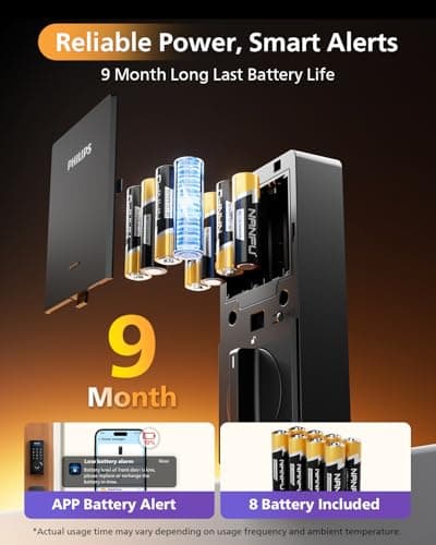 Philips WiFi Smart Lock with Front Door Handle Set, Built-in WiFi, APP Remote & Voice Control, Fingerprint Keyless Entry Door Lock, Keypad Deadbolt Smart Locks for Front Door, Auto-Lock, Matte Black 8