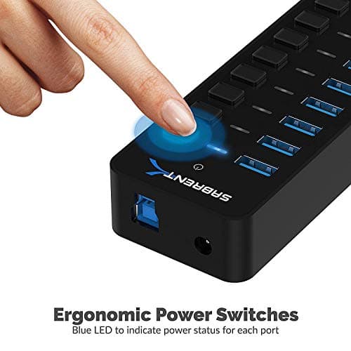 SABRENT 10-Port 60W USB 3.0 Hub with Individual Power Switches and LEDs, Includes 60W 12V/5A Power Adapter (HB-BU10) 6
