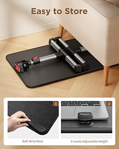 SAIJI Laptop Bed Tray Table, Adjustable Home Office Standing Desk Portable Lightweight Foldable Lap Desk for Sofa Couch Floor Working Studying Reading Writing Eating,Fit Up to 17" Laptop(Large，Black) 5