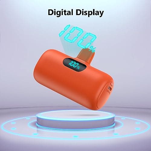 Small Portable Charger for iPhone, Upgraded 5000mAh PD Fast Charging Power Bank, Mini Plug-in Battery Pack Backup Charger Compatible with iPhone 14/14 Pro Max/13/13 Pro/12 Pro/11/XS/XR/X/8/7/6-Orange 7