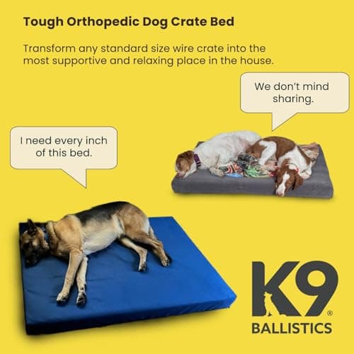 K9 Ballistics Tough Ripstop Orthopedic Crate Bed - Durable Kennel Pad with Washable Cover for Large Dogs, 41 x 27 fits 42” Wire Crate, Obsidian Black 2
