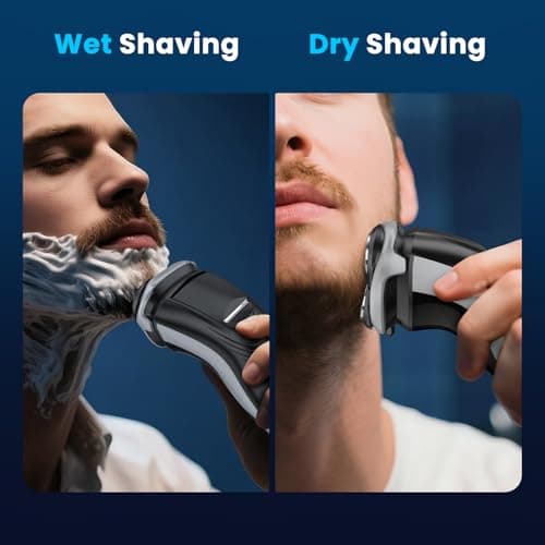 SweetLF Electric Razor for Men, 120 Min Shaving, (1H Charging),100% Waterproof, Wet & Dry Rotary Electric Shaver with Pop-up Trimmer,Type-C Rechargeable Cordless Shavers for Men 7