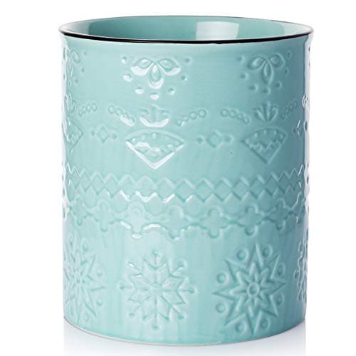 Samsle kitchen tool holder Utensil Holder, Ceramic , Farmhouse decor crock blue accessories utensils