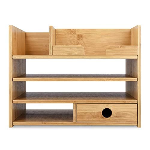 Navaris Bamboo Desk Organizer - Wood Desktop Storage Drawers and Compartments for Organizing Stationery, Documents, Files, Office Accessories 7