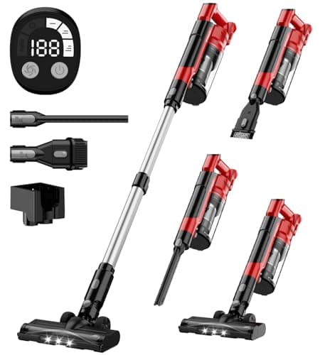 350W Cordless Vacuum Cleaner for Milwaukee M18 Battery, 35kPa Brushless Lightweight Stick Vacuum with 3 Mode Suction, 6 in 1 Stick Vacuum Cleaner with HEPA for Floor, Carpet, Car, Battery Not Included