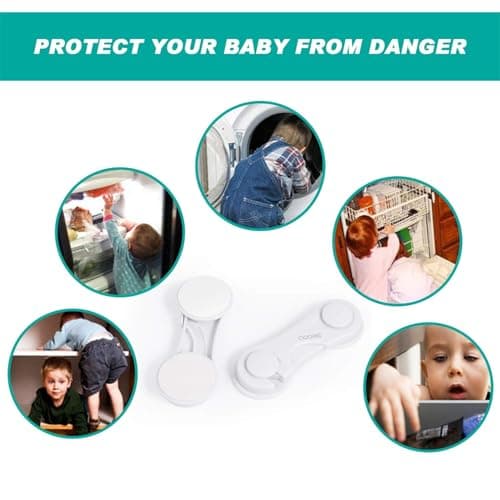 Cabinet Locks - Adoric Life Child Safety Locks 4 Pack - Baby Safety Cabinet Locks - Baby Proofing Cabinet Kitchen System with Strong Adhesive Tape 6