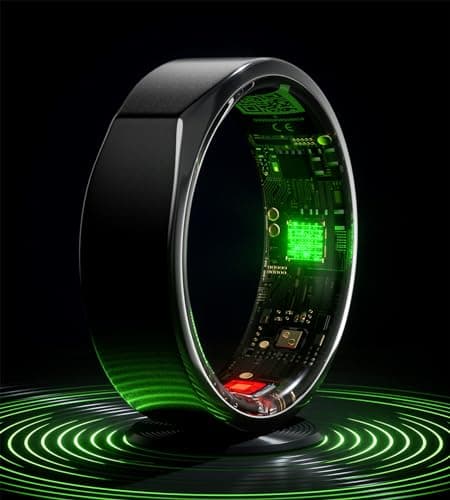 KEREEP Smart Ring, Wearable Fitness Sleep Tracker for Men Women, Support 6-7 Days Battery Life - Your Healthy Assistant, Size 10, Black, 2301A-10