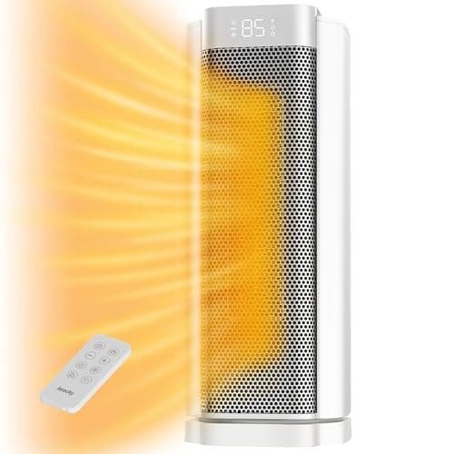 3rd-Gen AEOCKY Space Heater with AI Thermostat, 1500W PTC Electric Heaters for Indoor Use With Remote, 70° Oscillation, Utmost Silence, Safe Portable for Office, Bedroom, Room, Home (White)