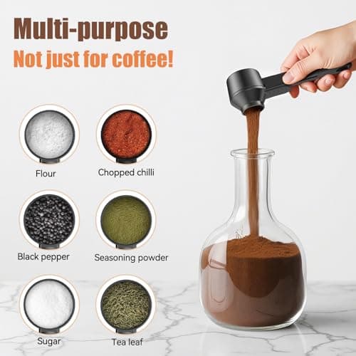 CAPMESSO Coffee Scoop & Funnel for Reusable K Cup Refillable Coffee Pods: 2 Tablespoon Coffee Measuring Scoop - Easy Slide Scoop for Ground Coffee, Protein Powder, Tea without Spilling (1 Pack) 5