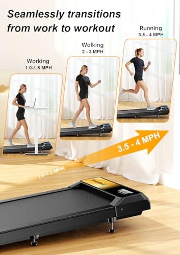 GKyet Walking Treadmill Pad with Incline,Walking 2.5HP for Home and Office, 265Lbs Weight Capacity,Treadmill with APP &Remote Control, LED Display, Yellow 5