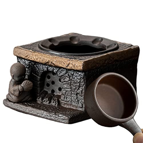 Fenyya Teapot Warmer Matte Classic Retro Ceramic Universal Tea Warmer Stand Set with Candle Holder Japanese Style for Warming Tea, Coffee and Milk etc.