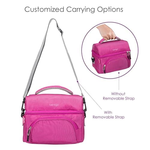Bentgo Deluxe Lunch Bag - Durable and Insulated Lunch Tote with Zippered Outer Pocket, Internal Mesh Pocket, Padded & Adjustable Straps, & 2-Way Zippers - Fits Most Lunch Boxes (Purple) 5