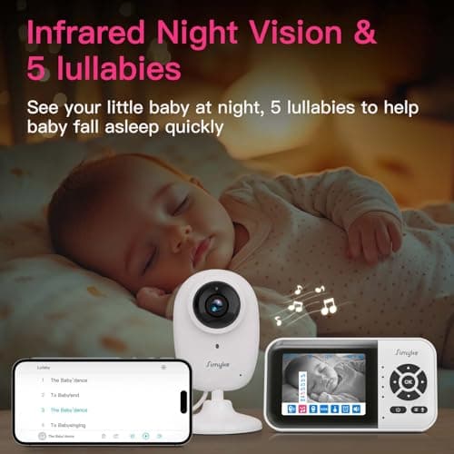 Simyke Smart Video Baby Monitor with Camera and Audio,Dual Mode,WiFi On/Off Switch,2.8inch Display,App,1080p Camera,1500ft Long Range,Night Vision,2-Way Talk,AI Baby Growth Album Function 5