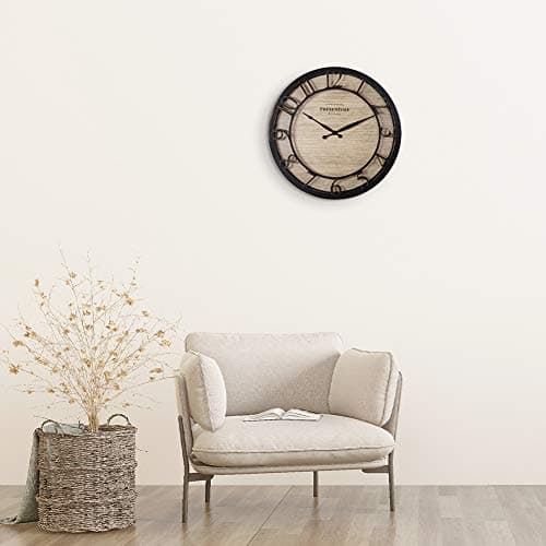 Presentime & Co 13" Farmhouse Series Wall Clock, Quartz Movement, Shiplap Style,Raised 3D Arabic Numeral, Oil Rubbed Bronze 5