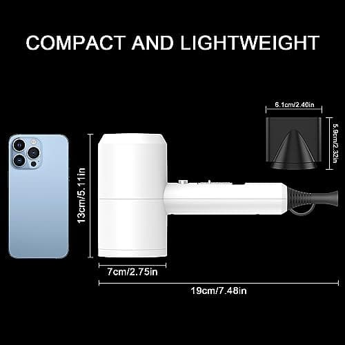 Slopehill Professional Ionic Hair Dryer, Powerful 1800W Fast Drying Low Noise Blow Dryer with 2 Concentrator Nozzle 1 Diffuser Attachments for Home Salon Travel (White) 5